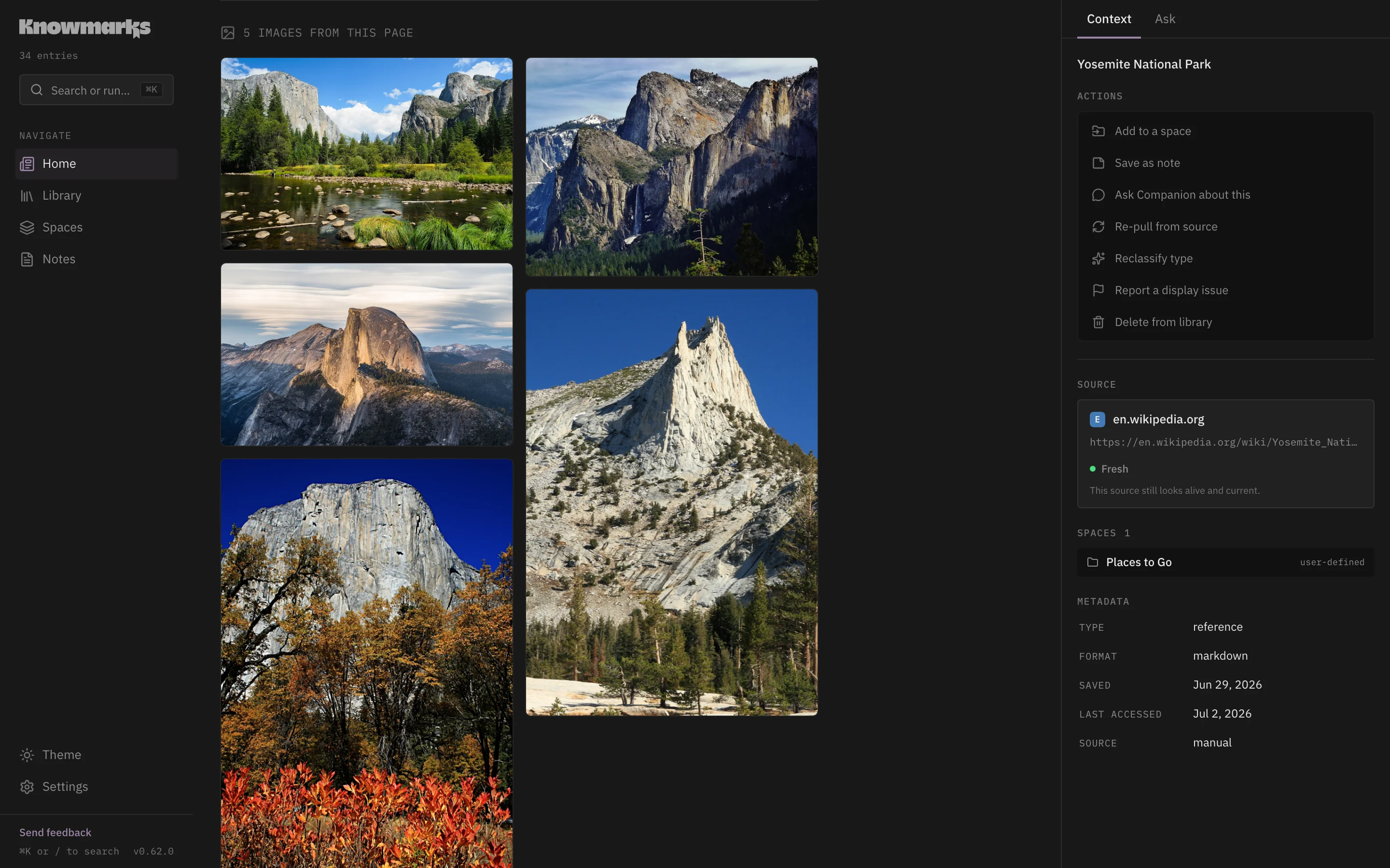 Pages & galleries render view in the Knowmarks reader